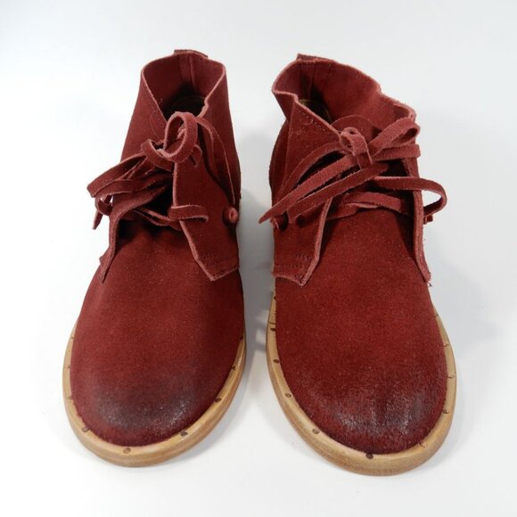 Beek Bunting Lace Up Chukka Flat Booties Size 7.5 Burgundy Red Suede NEW $375 - Picture 9 of 10